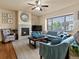 Bright living room showcasing a fireplace, stylish furniture, and ample natural light at 1907 Windemere Ln, Erie, CO 80516