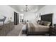 Spacious main bedroom with a beautifully carved headboard and ensuite bathroom at 8736 E Easter Ave, Centennial, CO 80112