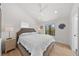 Bright, airy bedroom features a neutral palette, hardwood floors, and ample natural light from the large window at 3303 Wolfensberger Rd, Sedalia, CO 80135