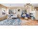 Bright living room showcases a fireplace, large windows, hardwood floors, and stylish furnishings at 13025 Grant Cir # A, Thornton, CO 80241