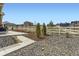 Landscaped backyard features a white fence and rock ground cover at 6045 High Timber Cir, Castle Rock, CO 80104