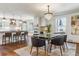 Bright dining room with glass table and modern chairs, adjacent to kitchen at 5022 E 17Th Ave, Denver, CO 80220