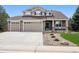 Beautiful two-story home with stone accents, a three-car garage, a well-manicured lawn and great curb appeal at 5207 Denim Ct, Parker, CO 80134
