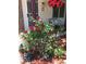 Charming front porch with hanging red flowers and a red rose bush at 14939 E Harvard Ave, Aurora, CO 80014