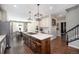 Modern kitchen with a large island, white cabinets, stainless steel appliances, and a cozy breakfast nook at 8548 Winter Berry Dr, Castle Pines, CO 80108
