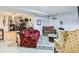 Cozy living room with a red sofa and eclectic decor at 13908 E Linvale Pl, Aurora, CO 80014