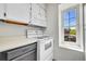 Bright kitchen features white appliances and cabinets, with a view from a window at 980 S Dahlia St # F, Denver, CO 80246