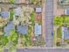 Aerial view of a residential neighborhood with well-maintained homes and mature trees at 3201 S Clarkson St, Englewood, CO 80113