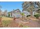 Charming backyard patio with outdoor seating, mature trees, and lush landscaping at 3201 S Clarkson St, Englewood, CO 80113