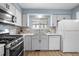 Well-lit kitchen boasts modern appliances, sleek counters, and ample cabinet space at 7272 E Appleton Cir, Centennial, CO 80112