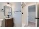 Contemporary bathroom with single vanity, modern fixtures, and walk-in shower at 4682 Chatham St, Boulder, CO 80301