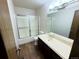 Bathroom featuring a glass enclosed shower and a vanity sink at 53 Douglas S Dr, Broomfield, CO 80020