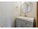 Stylish half bathroom features modern vanity and fixtures at 5370 S Flanders Way, Centennial, CO 80015