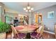 Cozy dining area with hardwood floors, a wooden table with chairs, and decorative chandelier at 4203 E 126Th Ave, Thornton, CO 80241