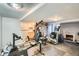 Resident's fitness center with equipment, cabinets, and a decorative fireplace for a convenient workout at 336 N Grant St # 412, Denver, CO 80203