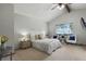 Serene main bedroom with vaulted ceilings, a cozy seating area, and a plush queen-sized bed at 3973 S Joplin Way, Aurora, CO 80013