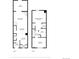 Two floor plans showing a living room, dining area, kitchen, laundry, and patio at 1055 Milo Cir # A, Lafayette, CO 80026
