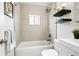 Bathroom features modern tile in tub and shower at 475 S Eliot St, Denver, CO 80219