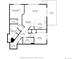 Detailed floor plan showcasing the layout of a 2-bedroom apartment with a kitchen, living room, and patio at 1440 Little Raven St # 107, Denver, CO 80202