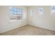 Sunny bedroom with carpet, three windows, and neutral colored walls at 6702 S Winnipeg Cir # 101, Aurora, CO 80016