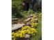 Landscaped flower bed featuring yellow flowers and decorative rocks near the home's entrance at 9265 Buttonhill Ct, Highlands Ranch, CO 80130