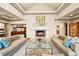 Elegant living room with a fireplace, comfortable sofas, and a sophisticated ambiance at 18 Club Ln, Littleton, CO 80123