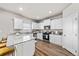 Modern kitchen with white cabinetry, stainless steel appliances, and a large island at 2489 Alto St, Fort Lupton, CO 80621