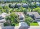 Residential neighborhood aerial view showcasing mature trees, well-maintained lawns, and a golf course in the distance at 10032 Astoria Ct, Lone Tree, CO 80124