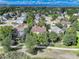This aerial view shows houses with mature trees and green landscaping in a peaceful neighborhood, with a walkway at 10032 Astoria Ct, Lone Tree, CO 80124