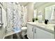 Bathroom with shower/tub combo, toilet and single vanity at 3734 Makley Cir, Castle Rock, CO 80104