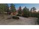 Ranch home nestled on a wooded lot, showcasing stunning sunset views at 7076 Inspiration Dr, Parker, CO 80138