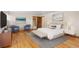 Spacious bedroom with hardwood floors and en-suite bathroom at 7076 Inspiration Dr, Parker, CO 80138