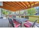 Covered back patio with outdoor dining set, perfect for entertaining, and overlooking the backyard at 13330 York Way, Thornton, CO 80241