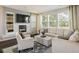 Inviting living room featuring a modern fireplace, plush seating, and bright natural light from large windows at 5451 W 73Rd Ave, Westminster, CO 80003