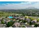 Excellent aerial view showcases the home's location near the recreation center, fieldhouse, and HOA swimming pool at 5778 S Duquesne Ct, Aurora, CO 80016