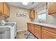 Functional laundry room with modern appliances, ample cabinet space, and a bright window, making chores a breeze at 5778 S Duquesne Ct, Aurora, CO 80016