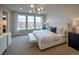 Sunlit main bedroom with a large bed, modern lighting, and a scenic outdoor view at 4145 N Duquesne Ct, Aurora, CO 80019