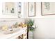 Simple bathroom with pedestal sink and subway tile at 4508 W 34Th Ave, Denver, CO 80212