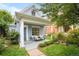 Charming light blue home featuring a covered porch with white columns and a well-manicured front yard at 4508 W 34Th Ave, Denver, CO 80212