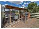 Enclosed chicken coop with small chicken house, providing a safe and secure area for raising poultry at 2996 Savage Rd, Elizabeth, CO 80107