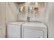 Convenient laundry room with modern washer and dryer and storage shelves at 7140 Simms St # 102, Arvada, CO 80004