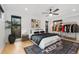Contemporary bedroom featuring stylish decor, a black accent rug, and ample natural light, for a relaxing vibe at 3709 Tejon St, Denver, CO 80211