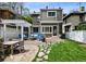 Backyard showcasing a deck, stone patio, pergola, dining table, and outdoor seating area at 758 N Franklin St, Denver, CO 80218