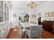 Bright dining room featuring a chandelier, built-in cabinets, and a view to the backyard at 758 N Franklin St, Denver, CO 80218