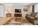 Spacious living room with hardwood floors, a large television, and stylish furnishings at 10825 Mount Antero Way, Parker, CO 80138