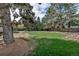 A spacious backyard featuring lush green grass, mature trees, and a wooden fence at 6211 S Garfield Dr, Centennial, CO 80121