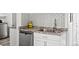 Close-up of the stainless steel sink and dishwasher with patterned backsplash at 4842 Steele St, Denver, CO 80216