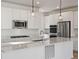 Modern kitchen featuring pendant lighting, stainless steel appliances, and white cabinetry at 928 Farrier Ln, Lafayette, CO 80026