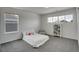 Bright bedroom featuring two windows, neutral walls and carpet, and a white bed with patterned pillows at 428 Starline Ave, Lafayette, CO 80026