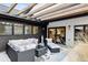 Cozy outdoor patio with comfortable seating and a modern pergola structure at 17326 W 57Th Ave, Golden, CO 80403
